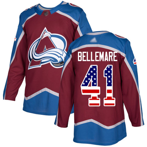 Adidas Colorado Avalanche #41 Pierre-Edouard Bellemare Burgundy Home Authentic USA Flag Stitched Youth NHL Jersey->youth nhl jersey->Youth Jersey